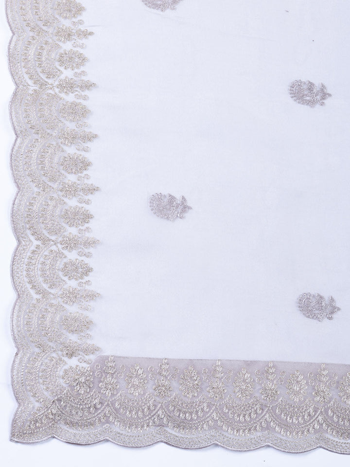 Embroidered Organza Unstitched Suit With Dupatta