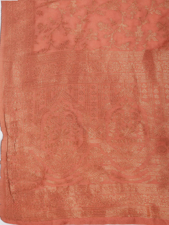 Embroidered Chanderi Unstitched Suit Piece With Dupatta