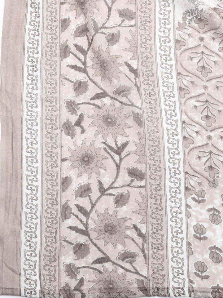 Printed Cotton Blend Unstitched Suit With Dupatta