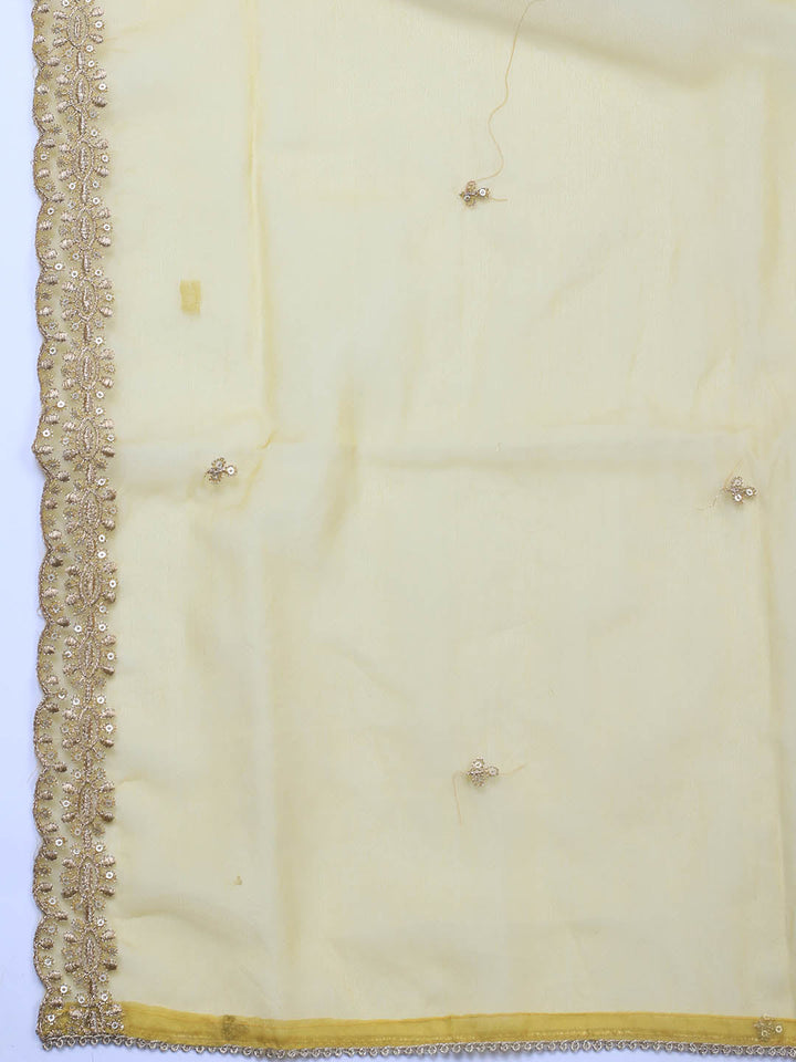 Neck Embroidery Chanderi Unstitched Suit With Dupatta
