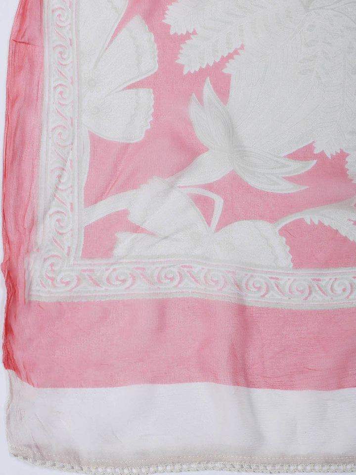 Neck Work Cotton Blend Unstitched Suit With Dupatta