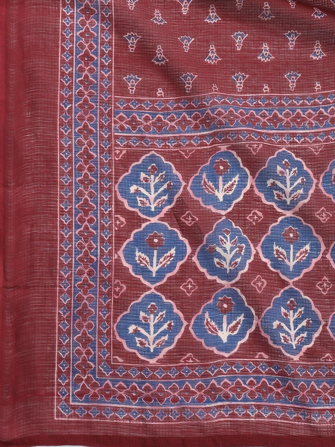 Printed Cotton Blend Unstitched Suit Piece With Dupatta