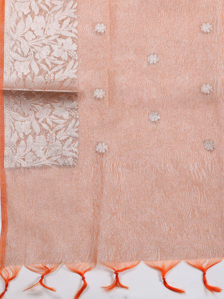 Neck Embroidered Tissue Unstitched Suit Piece With Dupatta