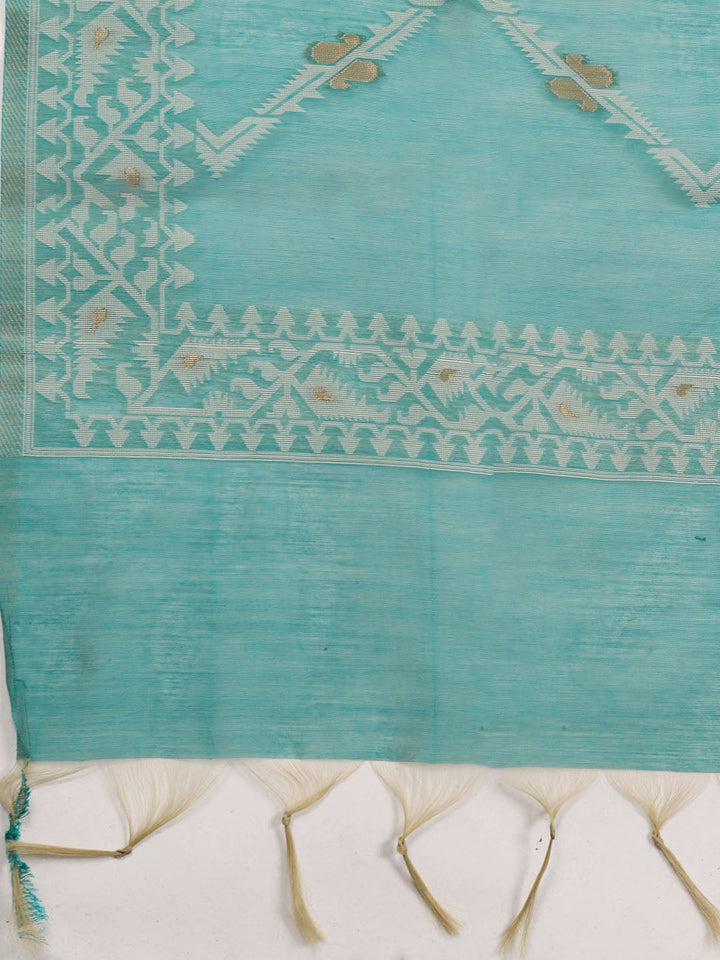 Jamdani Chanderi Unstitched Suit Piece With Dupatta