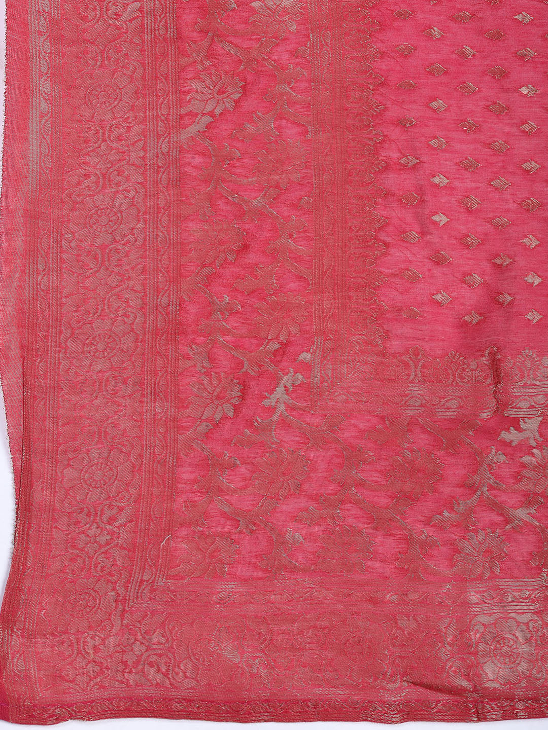 Neck Embroidered Chanderi Unstitched Suit With Dupatta