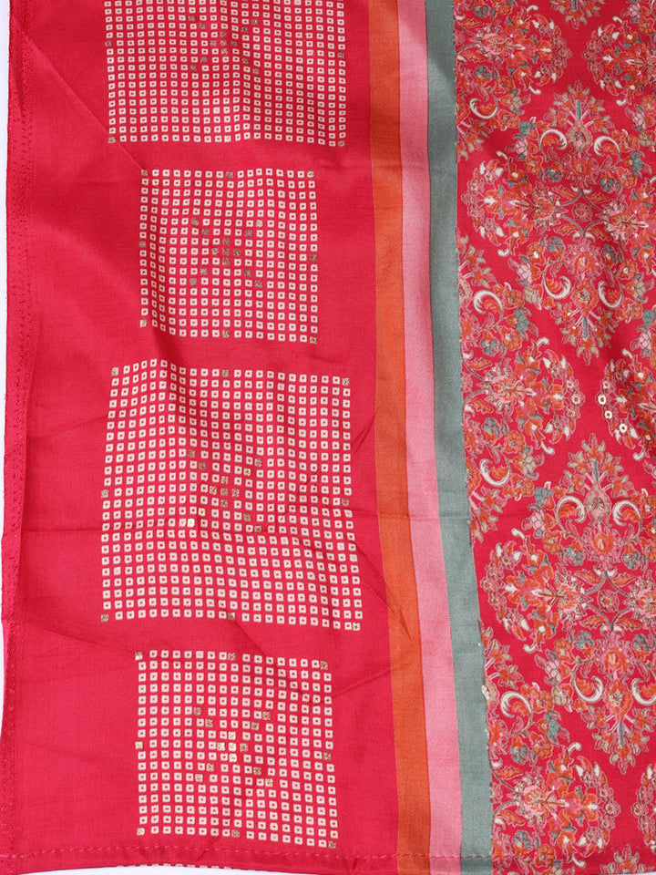 Neck Embroidered Chanderi Unstitched Suit Piece With Dupatta