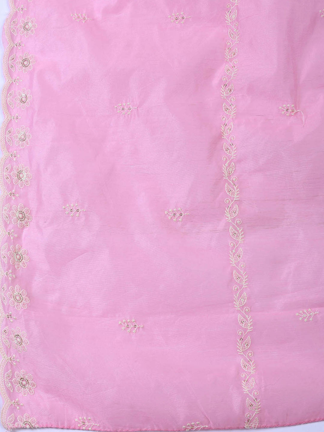 Embroidered Chanderi Unstitched Suit With Dupatta