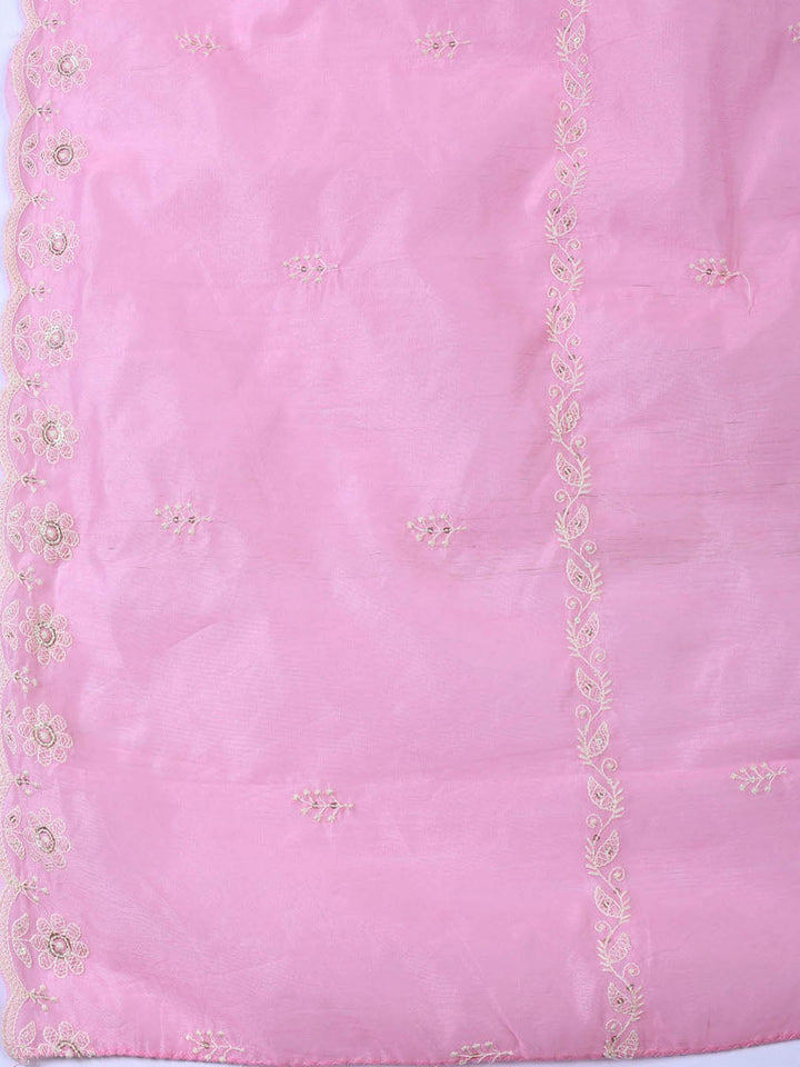Embroidered Chanderi Unstitched Suit With Dupatta