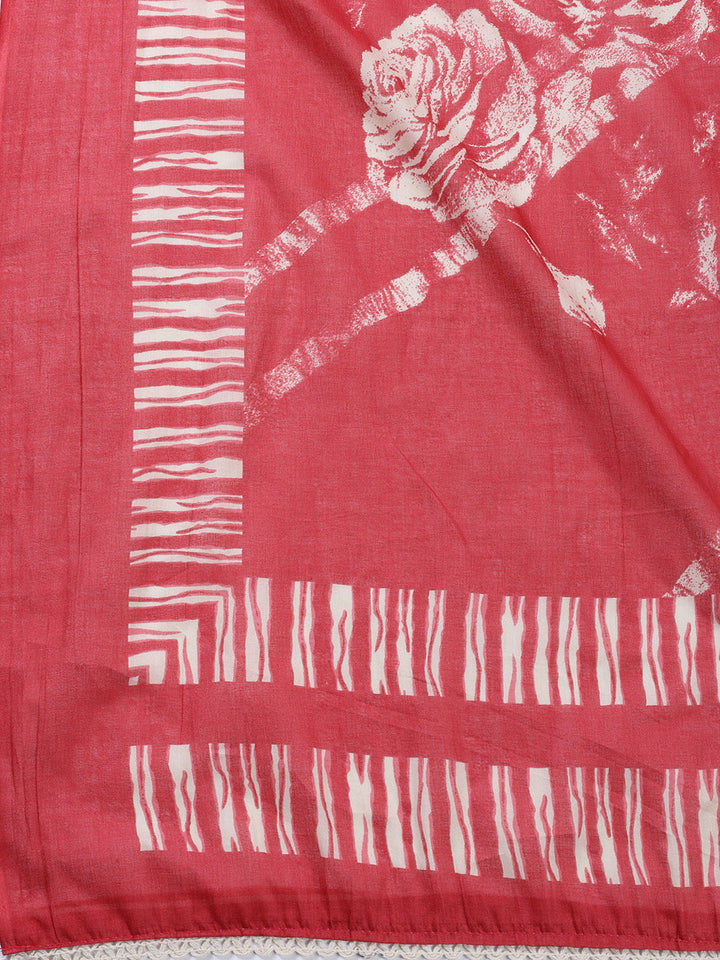 Printed Cotton Blend Unstitched Suit With Dupatta