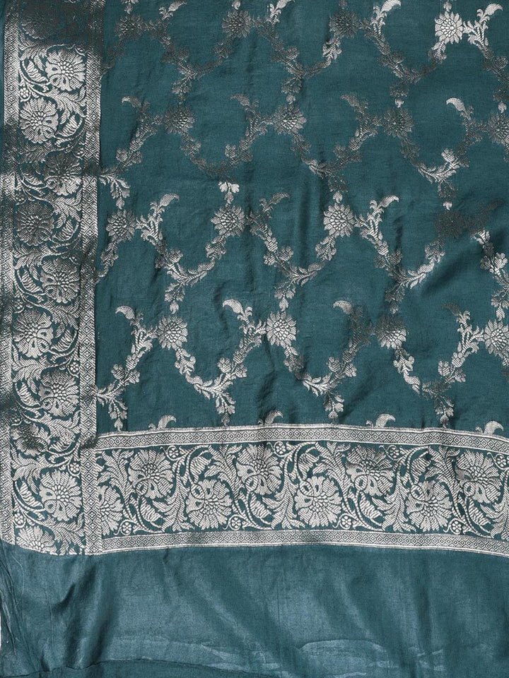 Woven Chanderi Unstitched Suit With Dupatta