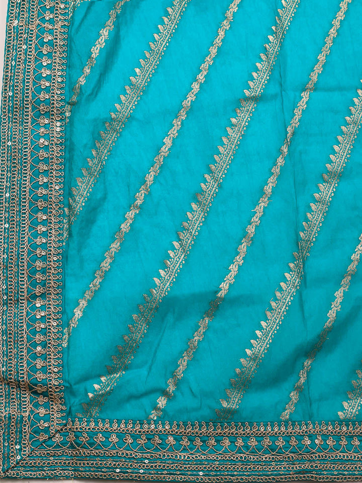 Neck Embroidery Chanderi Unstitched Suit With Dupatta