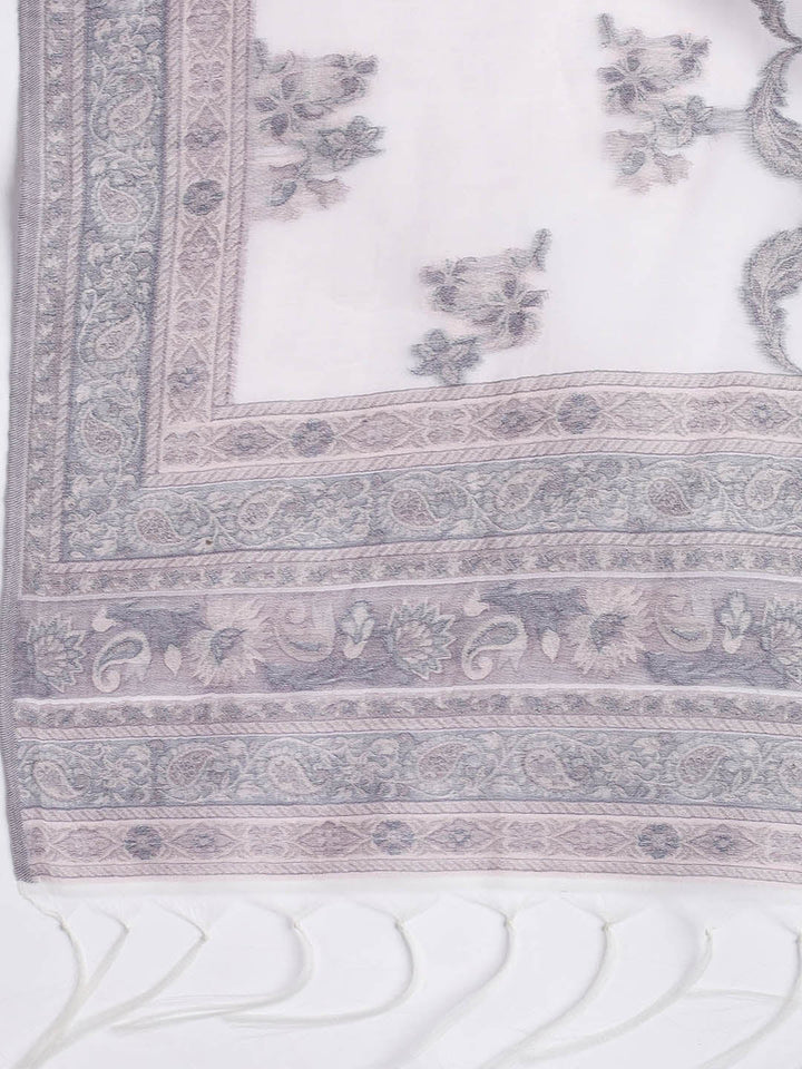 Printed Chanderi Unstitched Suit With Dupatta