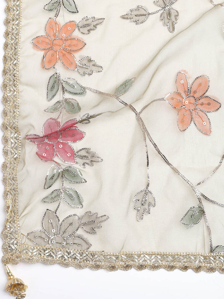 Neck Embroidery Chanderi Unstitched Suit With Dupatta