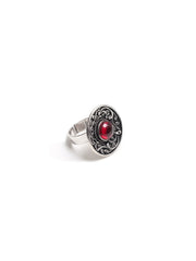 Pink Stone Oxidized Adjustable Ring