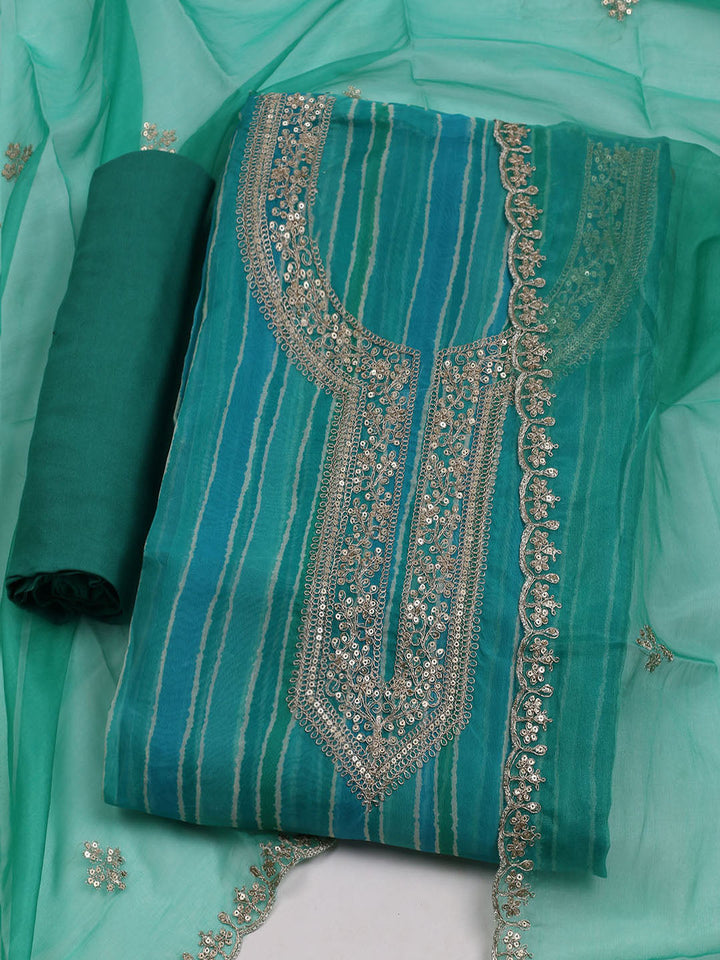 Embroidered Organza Unstitched Suit With Dupatta