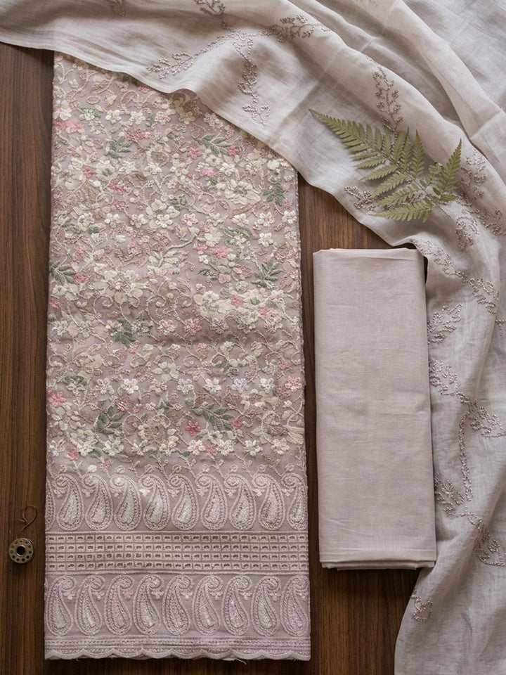 Embroidered Cotton Blend Unstitched Suit Pant &amp; Dupatta