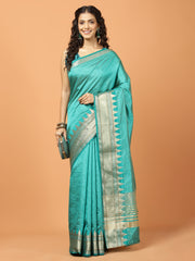 Plain Zari Border Art Silk Woven Saree