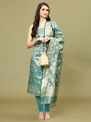 Woven Chanderi Unstitched Suit With Dupatta