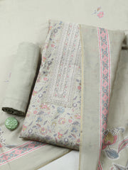 Embroidered Muslin Unstitched Suit With Pant & Dupatta