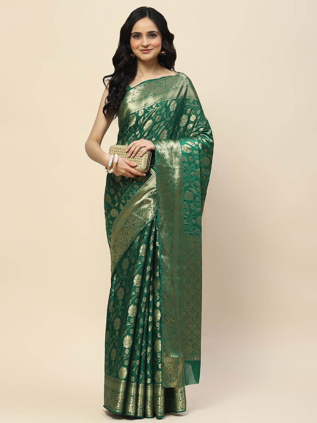 Zari Jaal Woven Crepe  Saree