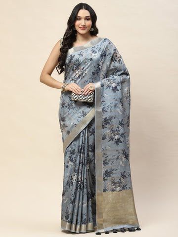 Digital Floral Printed Cotton Saree