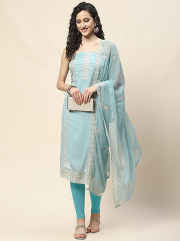 Embroidered Georgette Unstitched Suit Piece With Dupatta