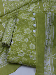 Printed Cotton Blend Unstitched Suit With Dupatta