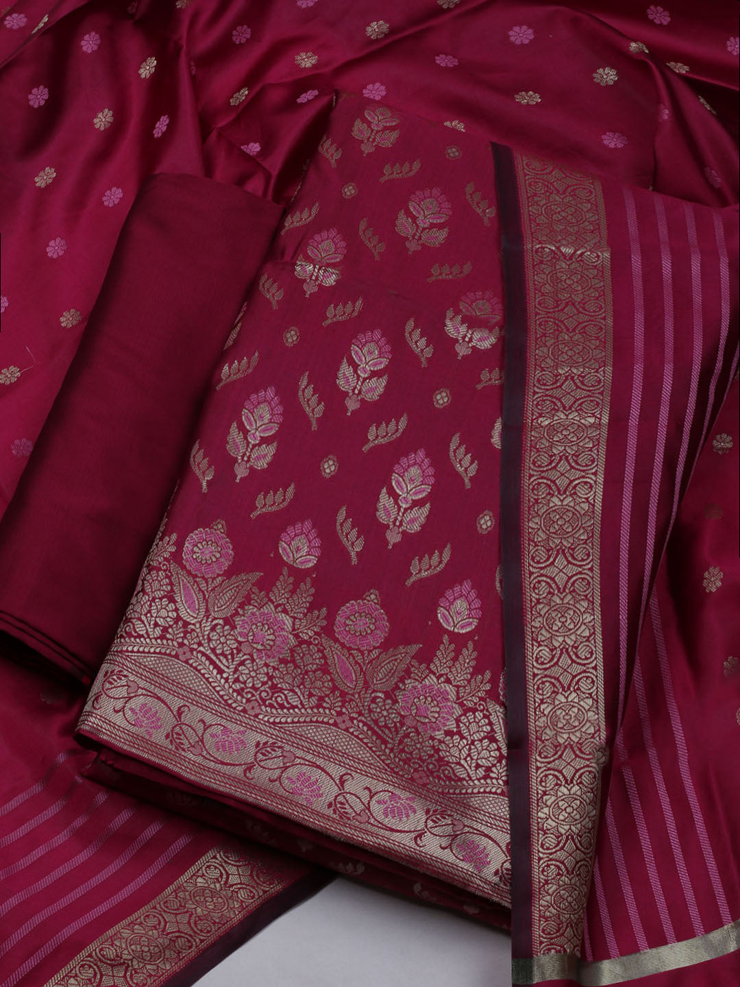 Woven Chanderi Unstitched Suit With Dupatta