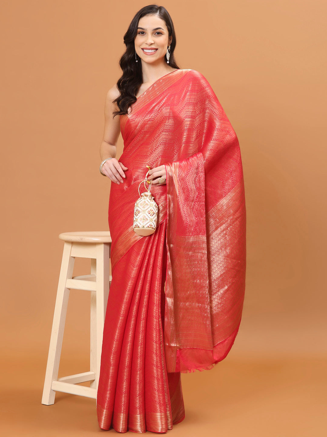 Zari Jaal Woven Crepe Saree