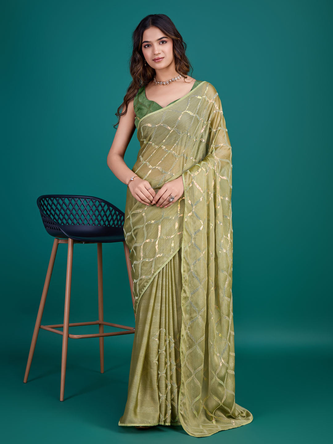 Sequins Embroidery Georgette Saree