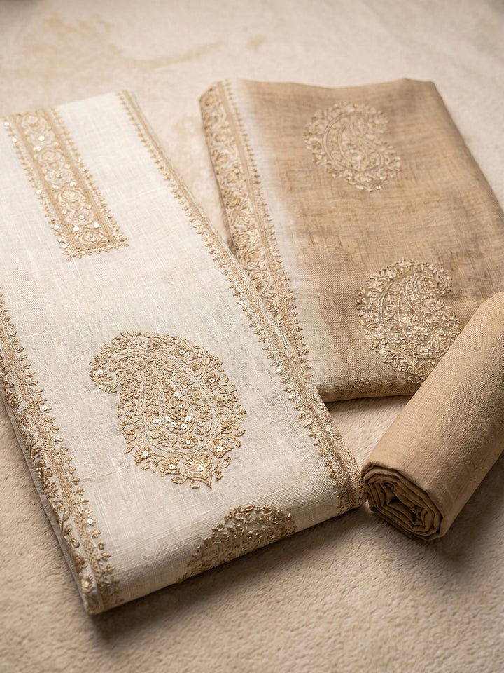 Printed Cotton Blend Unstitched Suit With Dupatta