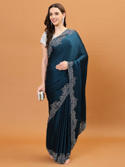 Stone Embroidered Satin Saree