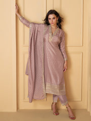 Embroidered Art Silk Suit With Pant & Dupatta
