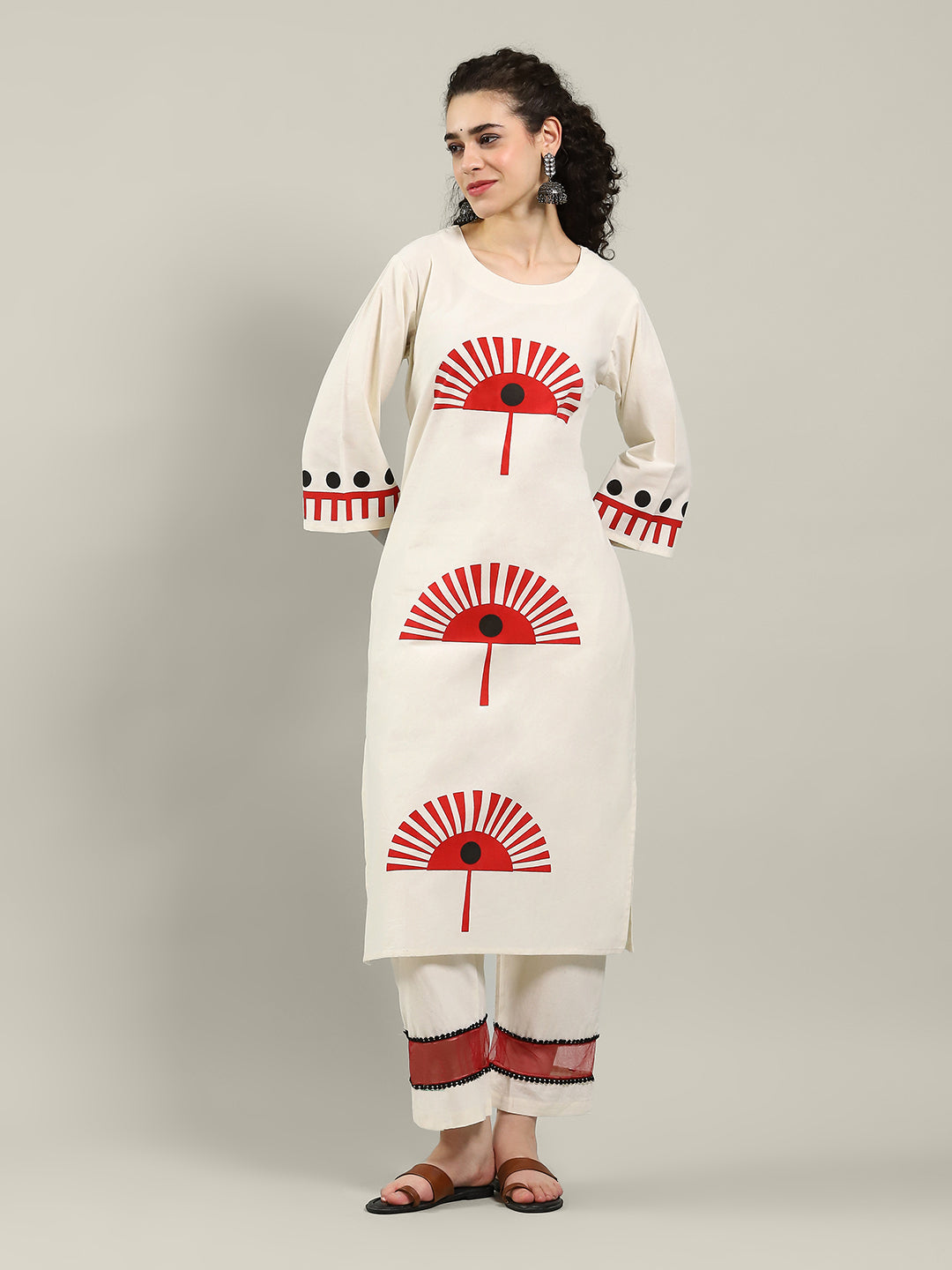 Printed Cotton Blend Kurta With Pants