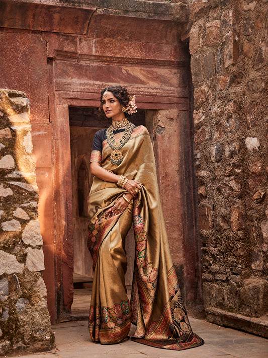 Kani Resham Border Dola Silk Woven Saree