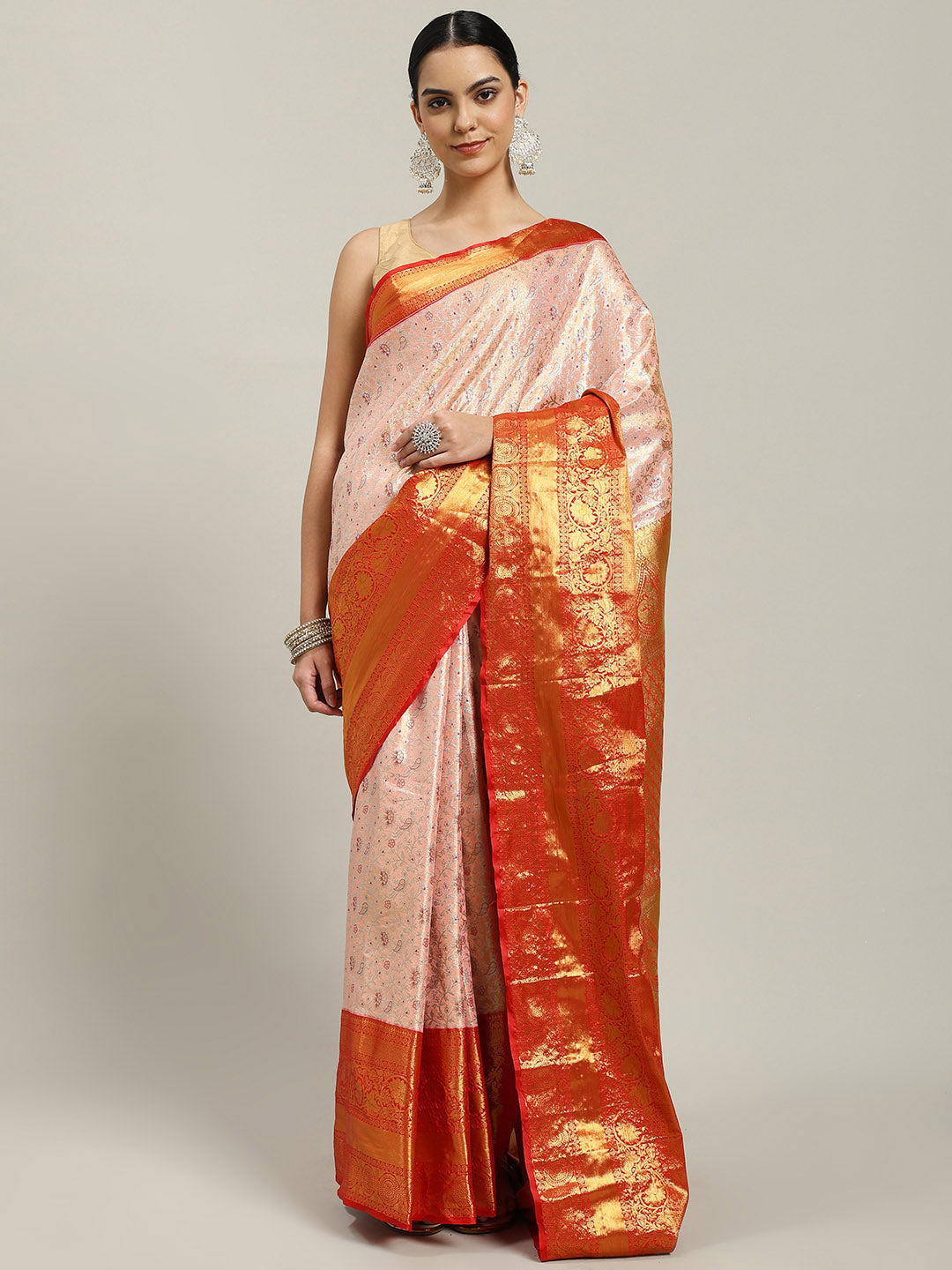 Woven Brodcade Zari Jaal Art Silk Saree