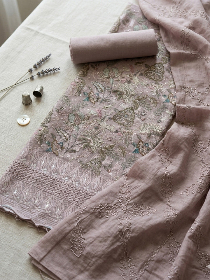 Embroidered Cotton Blend Unstitched Suit Pant &amp; Dupatta