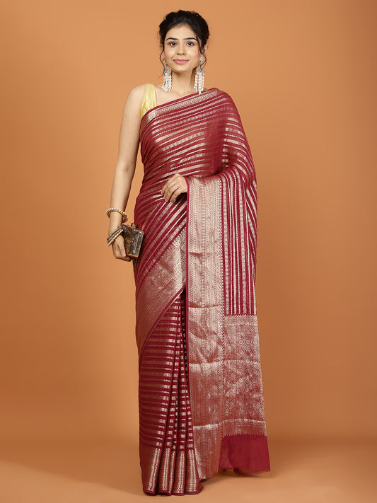 Zari Border Woven Georgette Saree