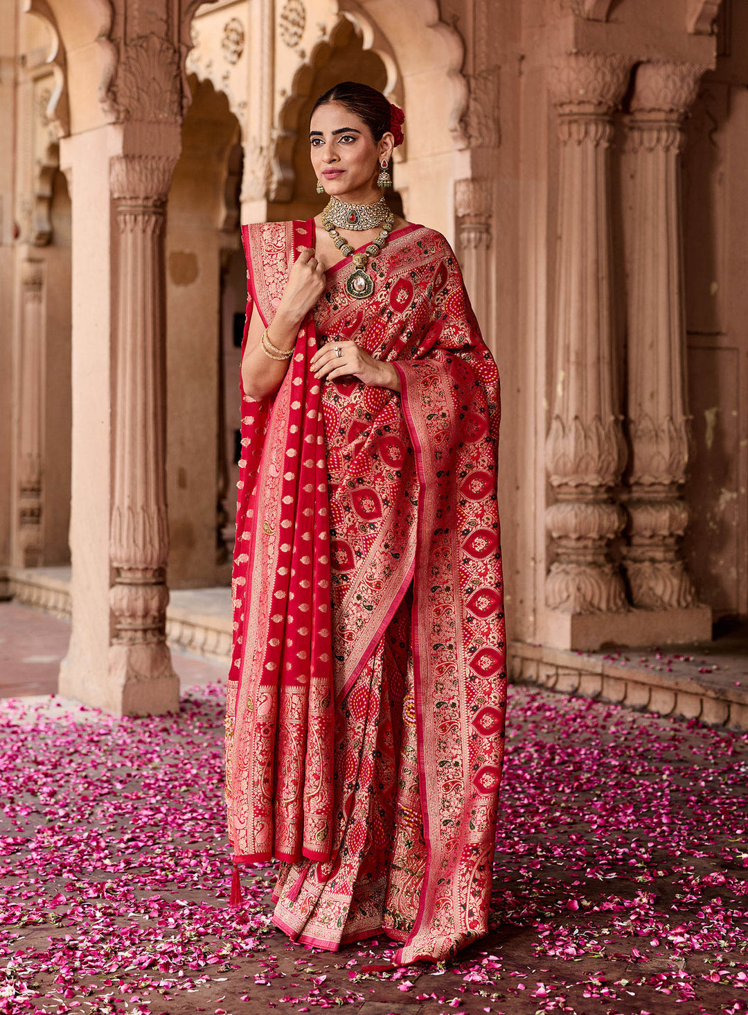 Rani Georgette Plain Saree