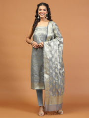 Woven Chanderi Unstitched Suit With Dupatta