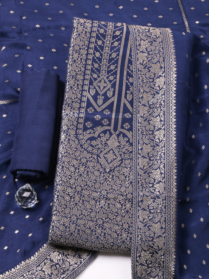 Woven Design Chanderi Unstitched Suit With Pant &amp; Dupatta