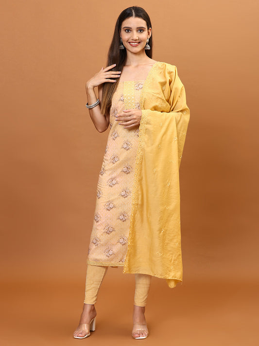 Printed Cotton Unstitched Suit Piece With Dupatta