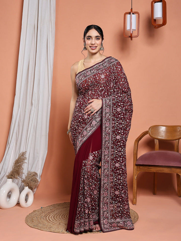 Embroidered Georgette Saree