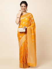 Zari Border Booti Woven Crepe Saree