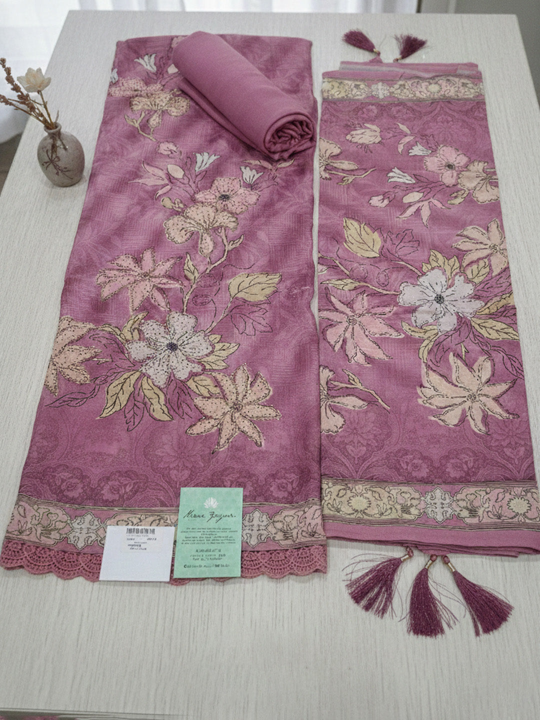 Embroidered Muslin Unstitched Suit With Pant &amp; Dupatta