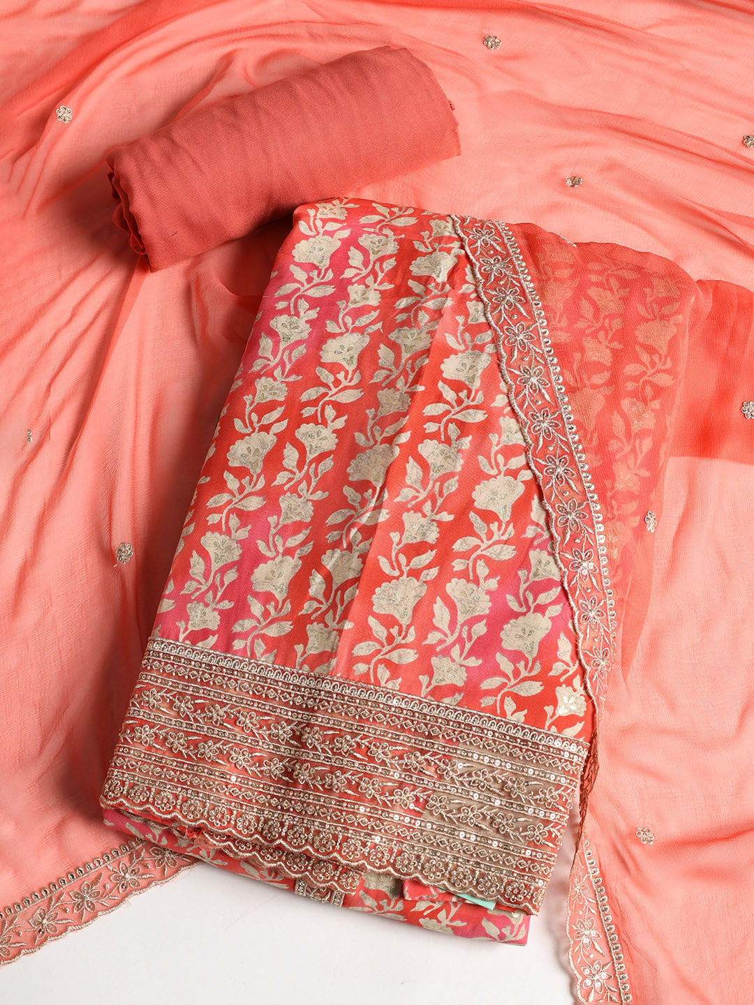 Embroidered Muslin Unstitched Suit With Dupatta