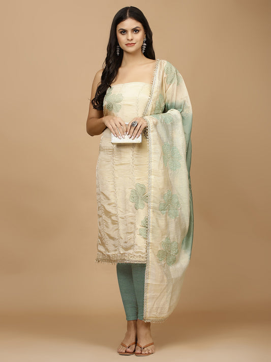 All Over Embroidered Tissue Unstitched Suit Piece With Dupatta