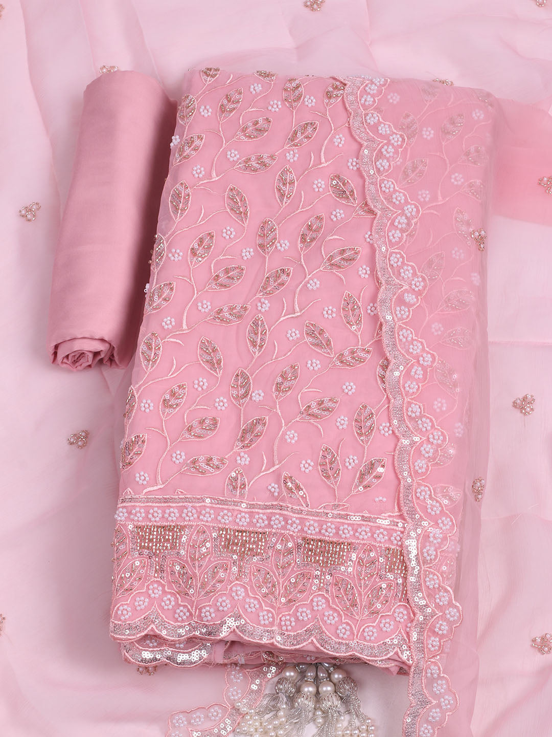 Embroidered Chiffon Unstitched Suit With Dupatta