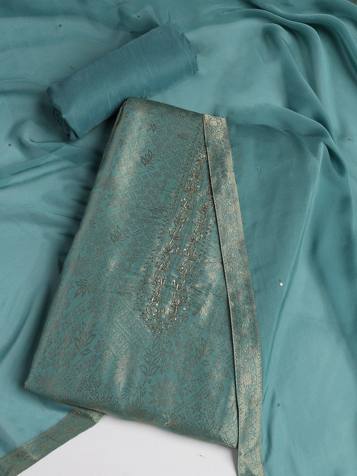 Zari Jaal Art Silk Unstitched Suit With Dupatta