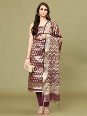 Woven Chanderi Unstitched Suit With Dupatta